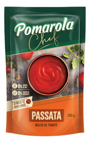 Molho de Tomate Passata Pomarola Chef sem glúten em sachê 300 g