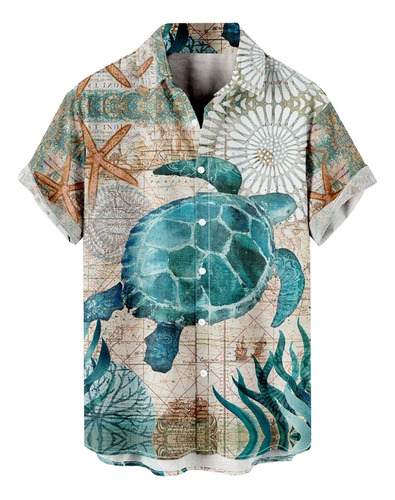 Camisa De Manga Corta Con Solapa Y Estampado Geométrico Hawa