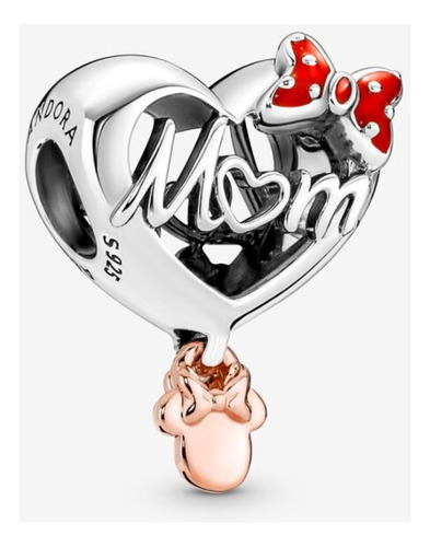 Charm Corazón Mamá Moño Minnie Mouse De Plata Ley 925