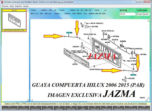 Guaya Compuerta Hilux 2006 2015 Original Toyota Par 