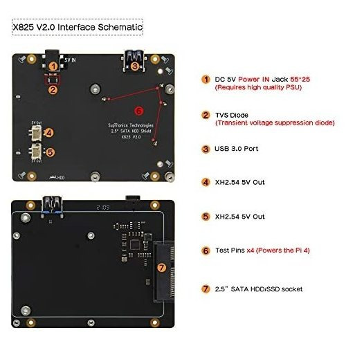 Almacenamiento Sata Geekworm Raspberry Pi 4, X825 V2.0 De 2,
