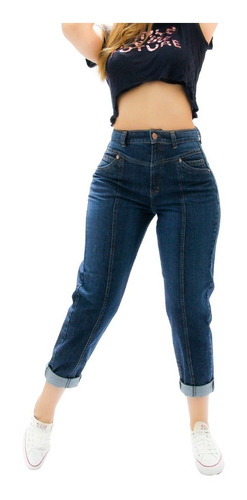 Jeans Mujer Mom Style Con Doblez Michaelo Jeans Ref6495