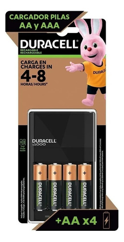 Cargador Duracell Con 4 Pilas Aa Recargables