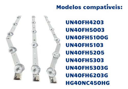 Kit Barras De Led Compatível Tv Samsung Un40fh6203g Aluminio