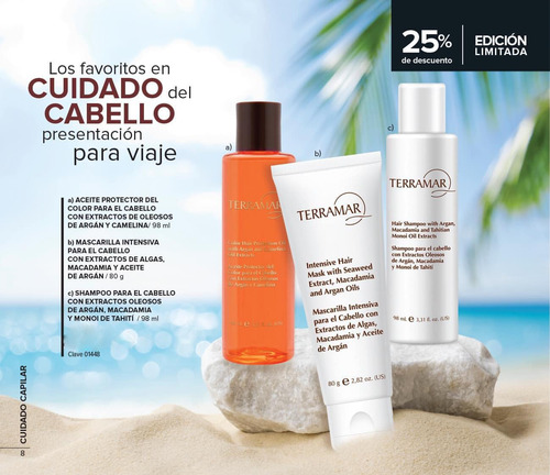 Terramar Kit D Viaje Cuidado D Cabello Argan Monoí Macadamia