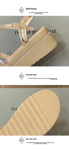 Sandalias De Cuña Con Plataforma Y Punta Abierta En Forma De
