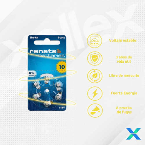 Imagen 4 de 8 de 60 X Pilas Audifono Renata 10 Made In U.k. - Envío Gratis