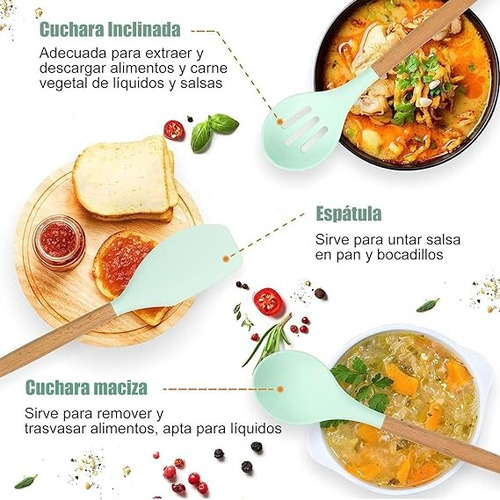 Silicona 12 Piezas Utensilios De Cocina Espátula Pastelera Verde