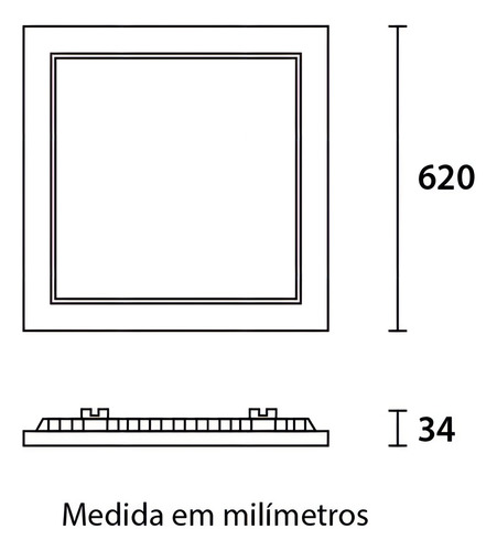 Painel 40w Led Quadrado Embutir 4100k Neutro 62cm Blumenau Cor Branco