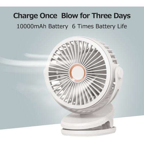 Mini Ventilador Usb Silencioso: 10000mah, Clip, Escritorio,