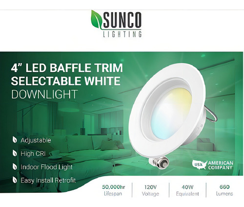 Luces Led Empotrables 4 Pulgadas,sunco Lighting (paquete 24) Color 5 Quilates En Uno (27 K, 3 K, 35 K, 4 K, 5 K)