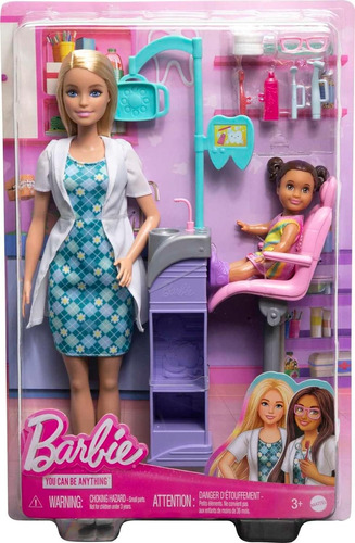 Barbie Juego Quiero Ser Dentista Rubia Con Pequeña Muñeca