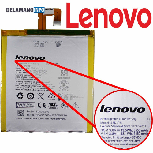 Bateria Tablet L13d1p31 Lenovo - 3,8v 3550mah (10888) | MercadoLivre