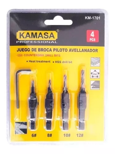 KAMASA Brocas Avellanadoras Madera Plastico Pvc Punta Taladro 4 Pcs