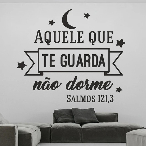 Adesivo Decorativo Salmos Aquele Que Te Guarda Cor Branco