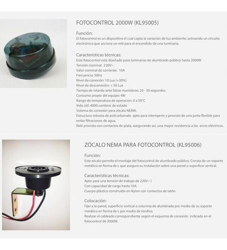 Fotocontrol 2000w Alumbrado Publico + Zocalo Exterior Kalop