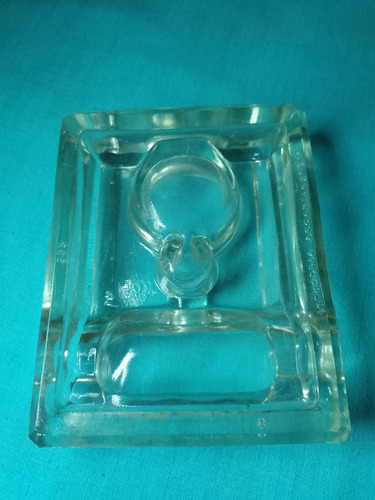 Tintero Antiguo Blanco Escribanía Con Plumín