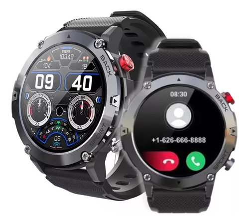 Relógio Smartwatch Thunderbolt Tela Fhd 1,32 Caixa Dlc Caixa Preto Pulseira Preto Bisel Cinza-escuro Desenho Da Pulseira Militar