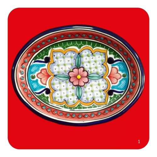 Imagen 1 de 5 de 2 Charolas Ovalada De Talavera Poblana 22x17 Cm Botanero Chr