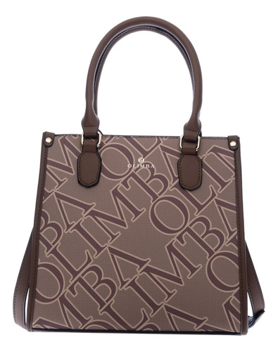 Bolsa Satchel Olimba Con Logo Casual 9789 Marrón Claro Lisa Oro