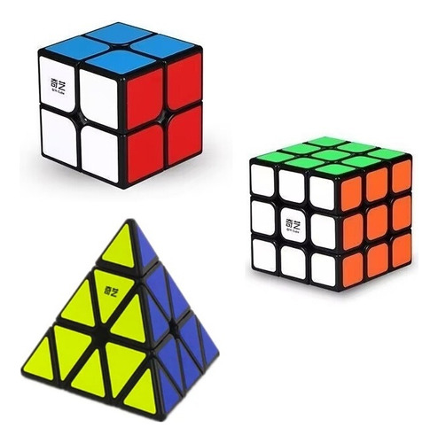 Pack 3 Cubos Qiyi Rubik Speedcube 2x2x2 + 3x3x3 + Pyraminx Color De La Estructura Clásica