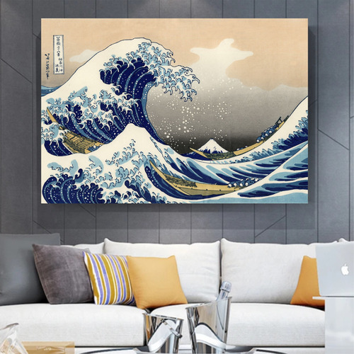 Cuadro Canvas 60x90 Gran Ola De Kanagawa Hokusai Monte Fuji 