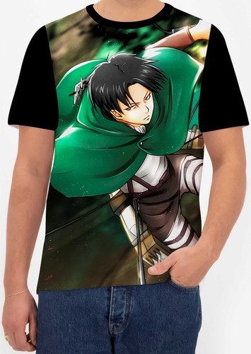 Camisa Camiseta Levi Ackerman Attack Titan Desenho Anime 01