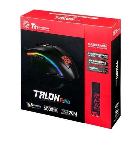 Imagen 5 de 7 de Combo Mouse Gamer + Pad Thermaltake Talon Elite Rgb 5000 Dpi
