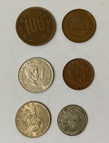 6 Monedas China Austria Chile Colombia Mexico Pilipina 1m349