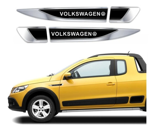 Par Adesivo Aplique Resinado Para Volkswagen Saveiro Cor Nome Da Marca