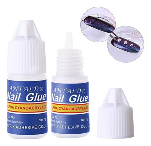 Pegamento X2 Nail Glue Para Uñas Postizas Tips Strass Gotero