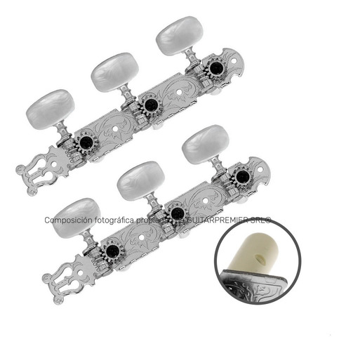Clavijas Clavijero Guitarra Criolla Clasica Plateado Lira