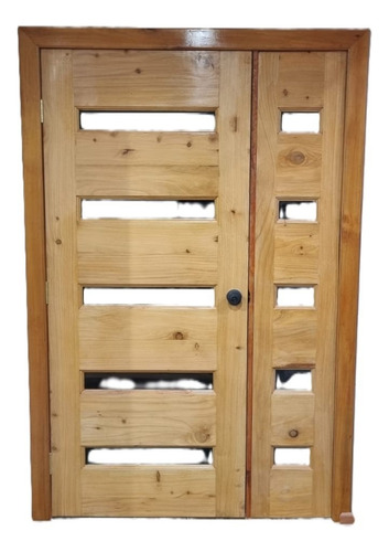 Puerta De Pino 90x200 Cm Con Vidrios Blc Maderas Ext/int