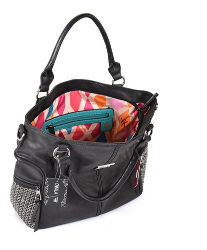 Carteras Importadas Simil Cuero Mujer Grandes Negras Amayra