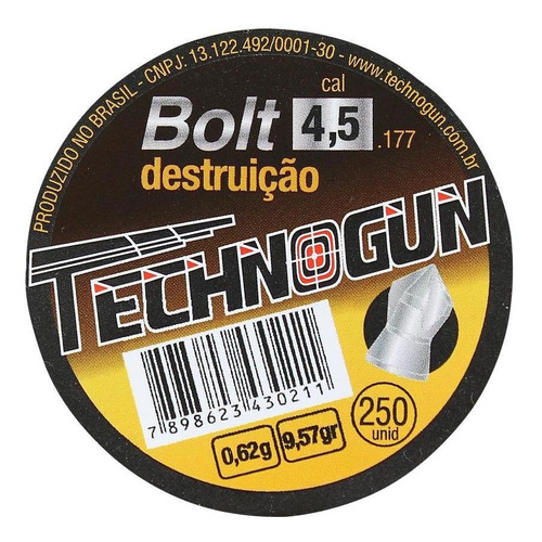 Chumbinho Technogun Bolt Destruição 4.5mm 250un