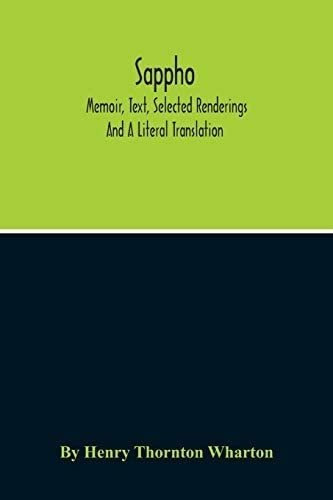 Libro Sappho; Memoir, Text, Selected Renderingsinglés&..