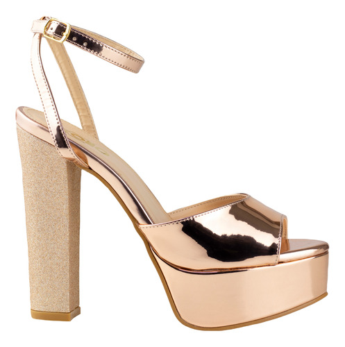 Zapatilla Mujer Tacón +7cm Oro Rosado Capa De Ozono 642902