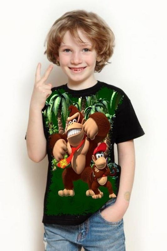 Camiseta Infantil Donkey Kong Crianças Bebê Adolescentes