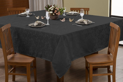 Toalha De Mesa Lisa 3.00mx1.40m Jacquard Adamascado Luxo Cor Liso Preta