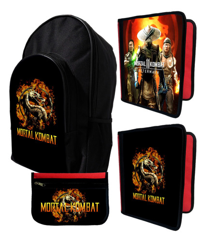 Mochila +2 Carpetas+ Cartu De Mortal Kombat #13