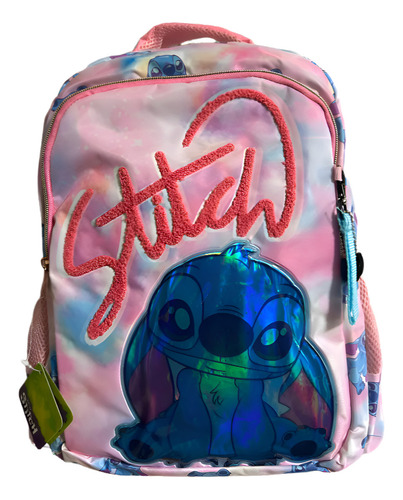 Mochila Escolar Primaria Stitch Truzt Color Rosa Diseño De La Tela Lisa