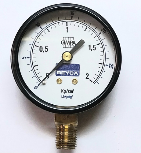 Manómetro De 63 Mm 2 Kg/cm2 Rosca Inferior De 1/4 Beyca