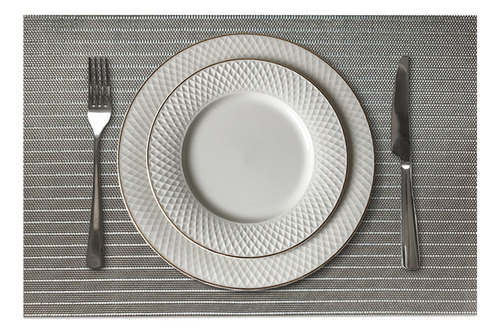 6 Jogo Americano Mesa Posta Luxo Impermeável Mz Meta 2 Vr Cor M11 KAQUI BRILHO ocre claro escuro bege METALICO MZ RETANGULAR
