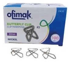 Clips Mariposa Nro3 Ofimak 22mm Pack 2 Cja X 100piezas C/una