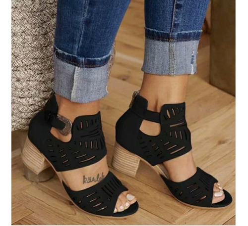 Sandalias Zapatillas Mujer Damas Moda Peep Toe Tacones Altos