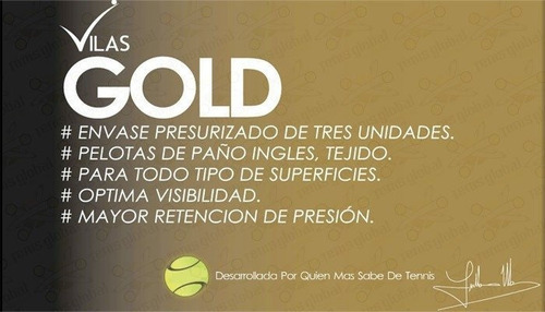 Imagen 4 de 7 de Tubo Pelotas Vilas Gold X 3 Balls Tenis Padel - Local Olivos