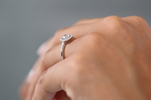 Anel De Noivado Diamante Solitario De Ouro 18k Meia Aliança