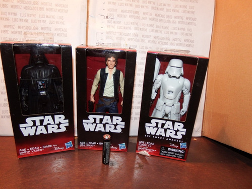 3 Figuras Disney Star Wars Darth Vader Han Solo Tropper (Usado)