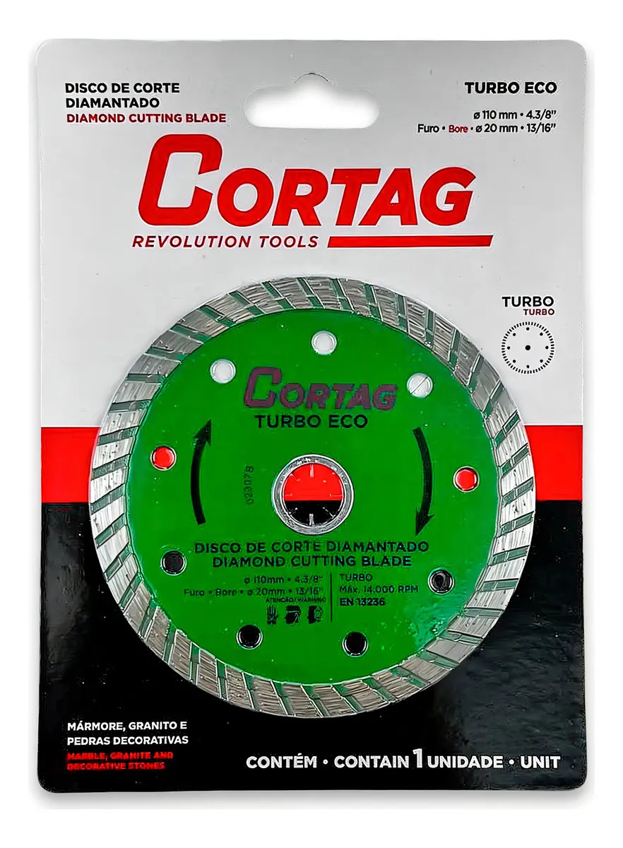 Disco Corte Diamantado Eco 110mm Cortag Verde Furo 20mm