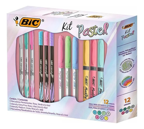 Kit Marcadores Promocional Tom Pastel 12 Itens Multicor Bic